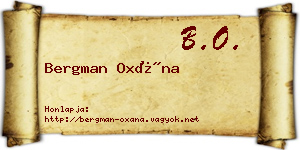 Bergman Oxána névjegykártya